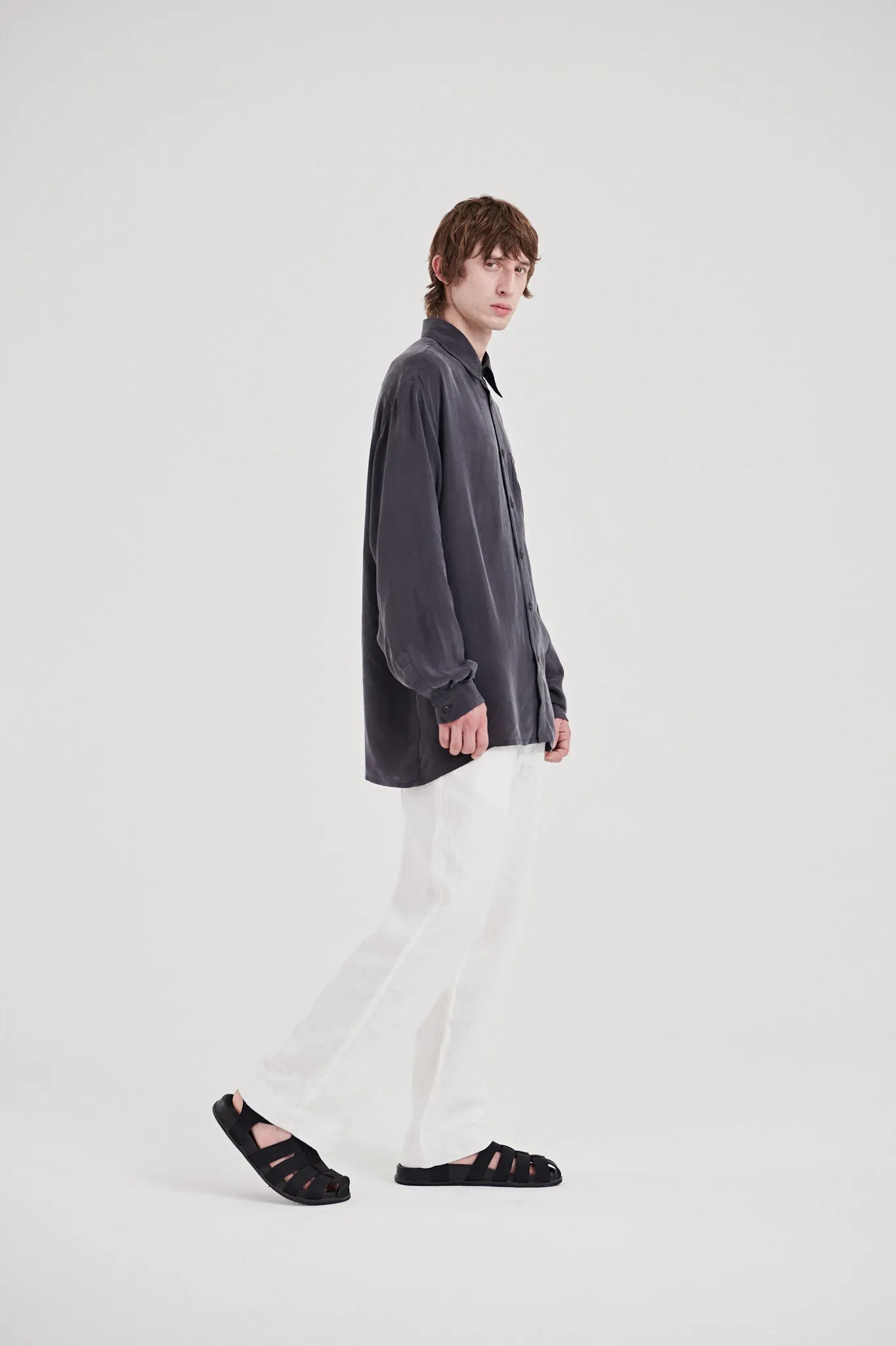 06/ 90's Vegan Silk Shirt Charcoal