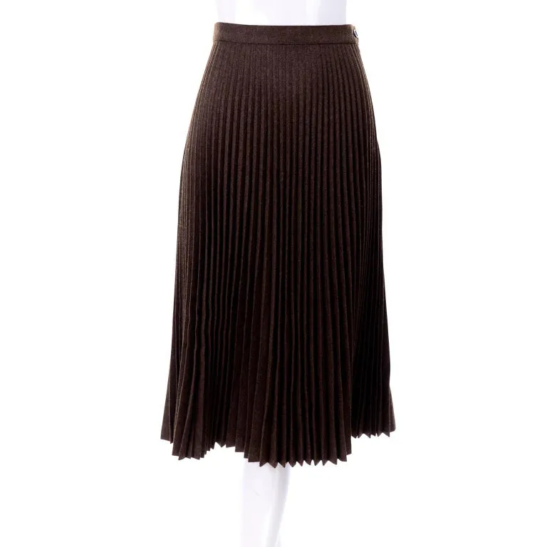 1980s Giorgio Armani Cropped Houndstooth Jacket & Pleated Midi Skirt