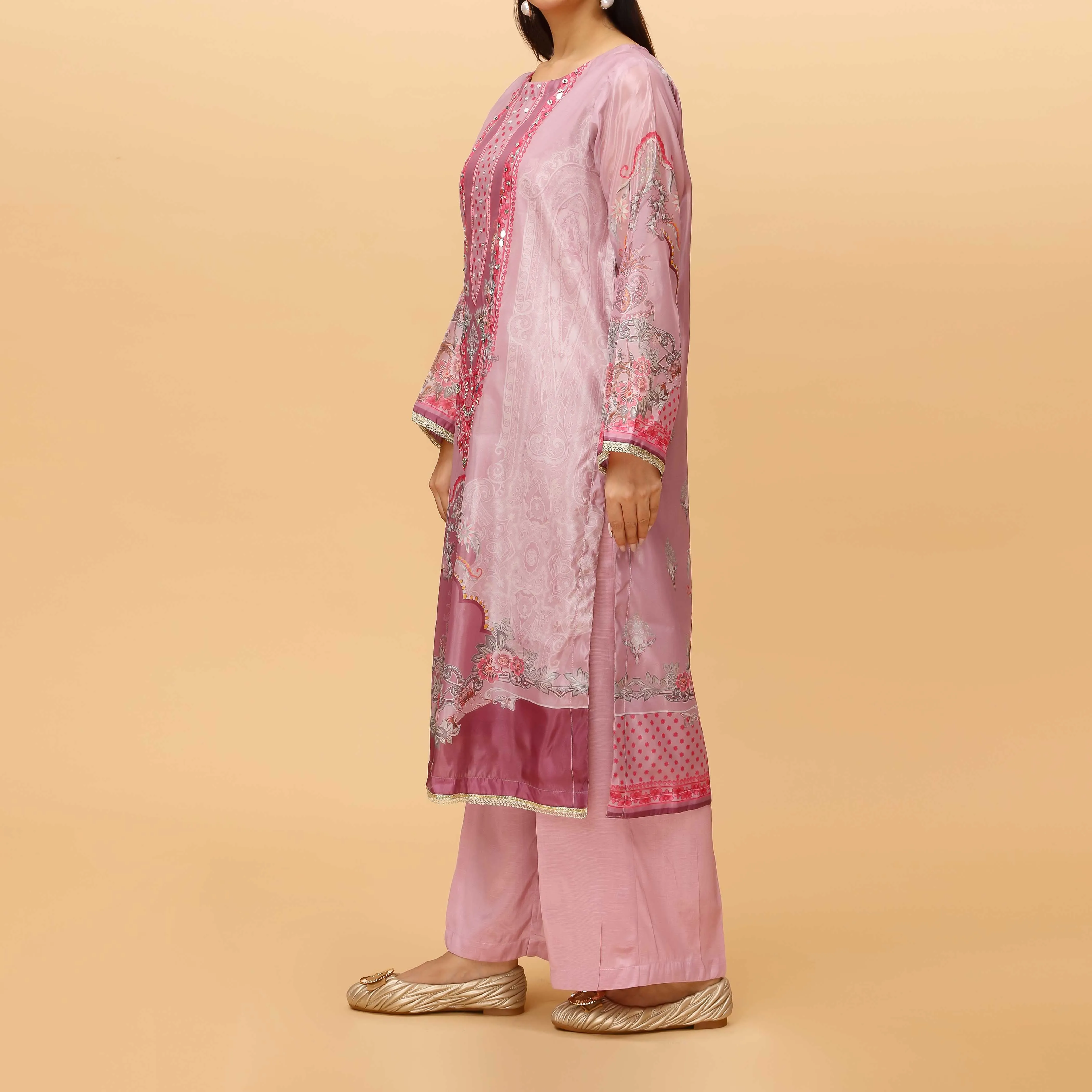 2PC Digital Printed Tasser Silk Suit PS4208