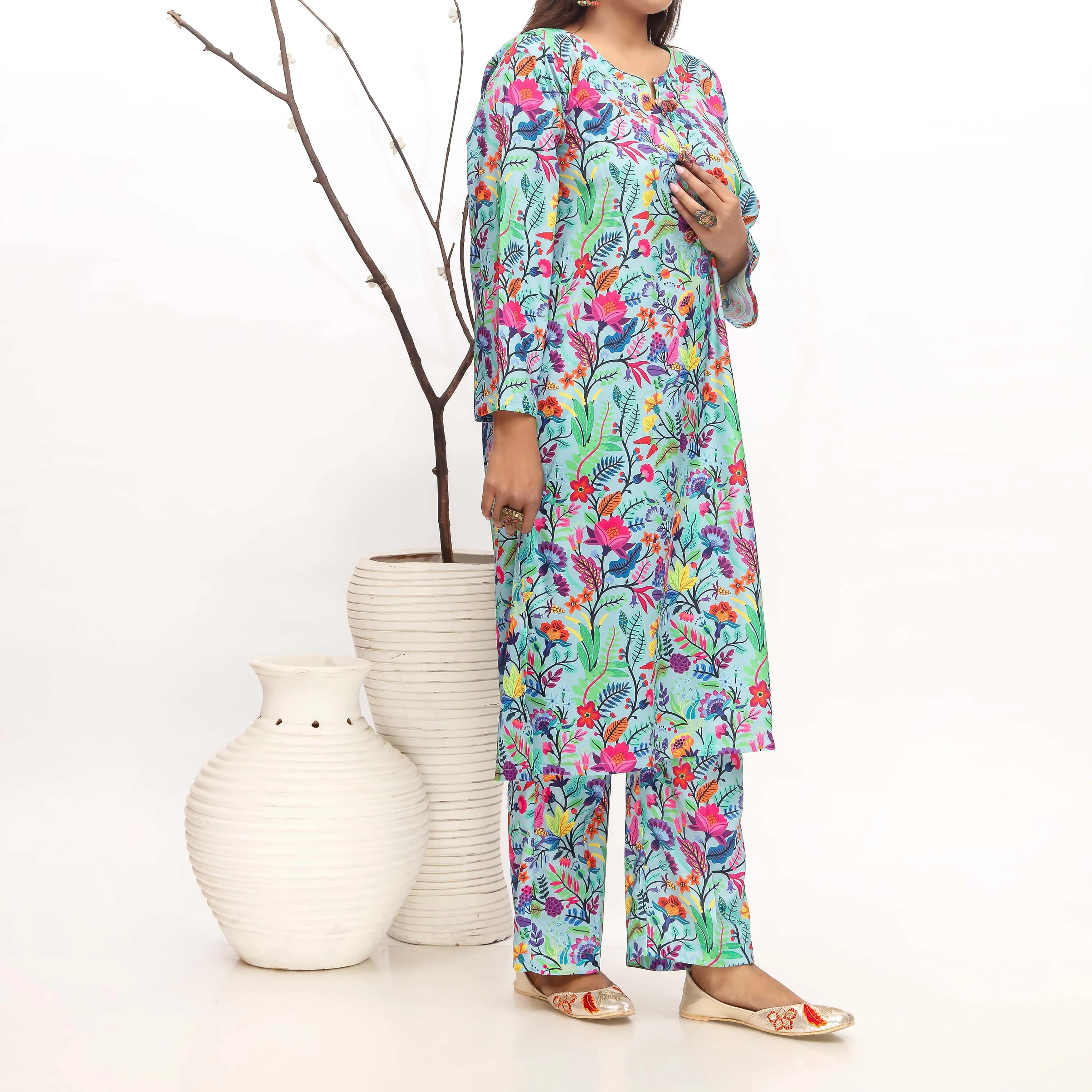 2PC- Printed grip Silk Suit PW4080