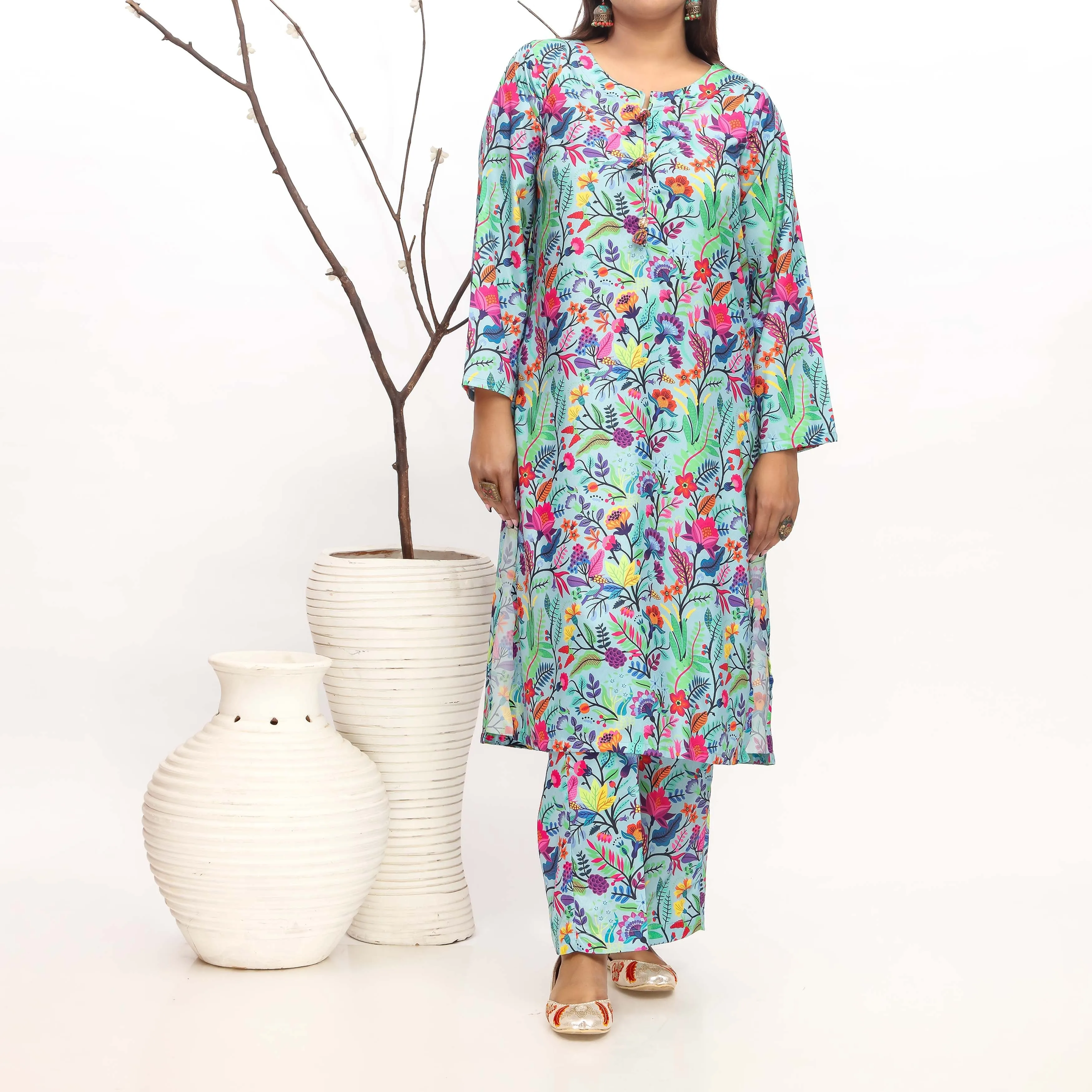 2PC- Printed grip Silk Suit PW4080