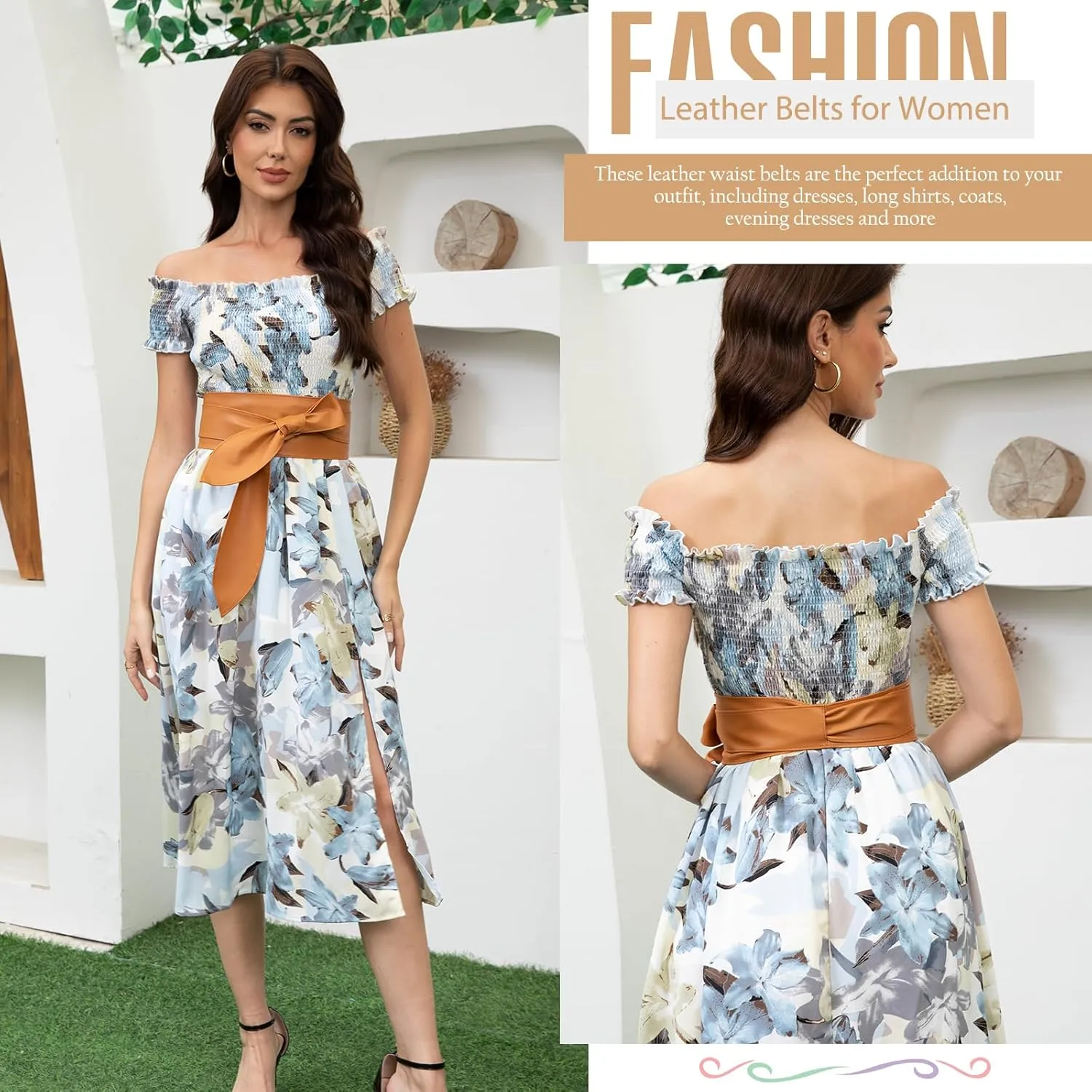 3 Pack Women Obi Belt Fashion PU Leather Wide Waistband Knotted Belt for Dress