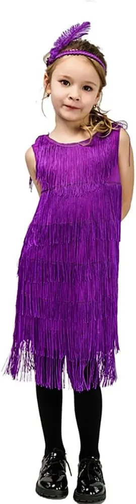 ABAFIP Girls 1920s Flapper Dress Fringe Tassel 20s Party Halloween Concert Festival Outfits
