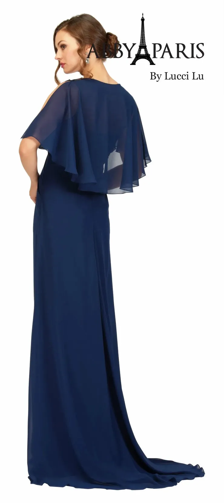 Abby Paris 96054W A-Line Chiffon V-Neck Plus Size MOB Formal Dress