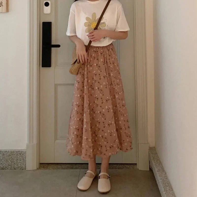 Adira A Line Bloom Midi Skirt