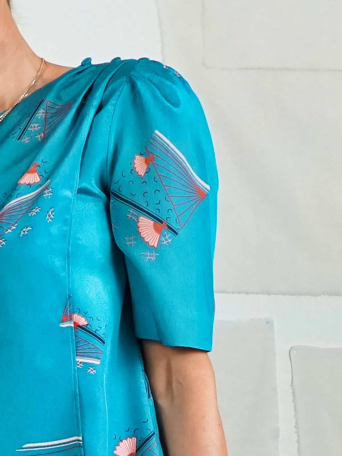 Asian Fan Print Dress