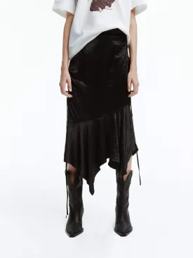 Asymmetric Crinkled Midi Skirt
