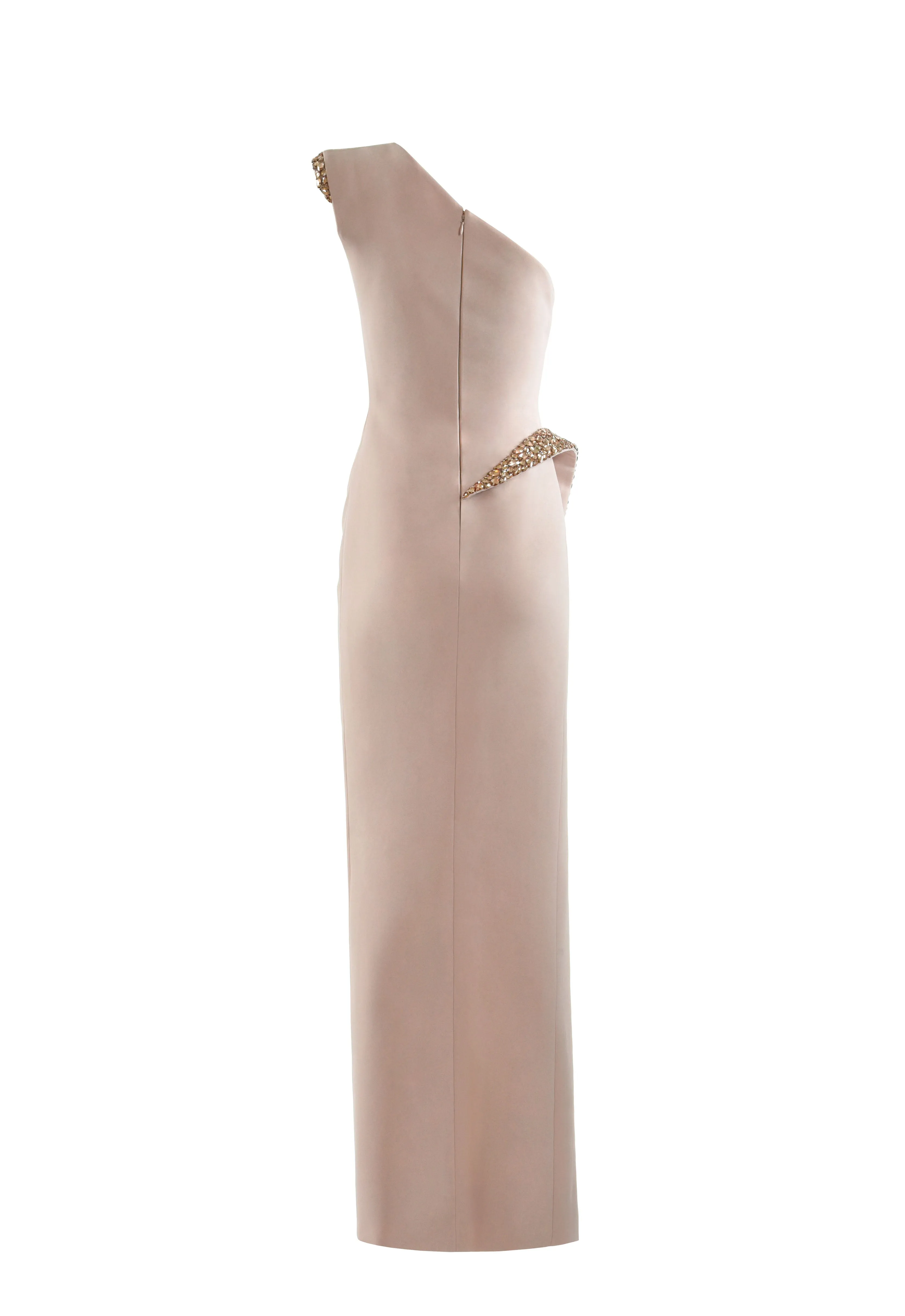 Asymmetrical nude pink draped dress