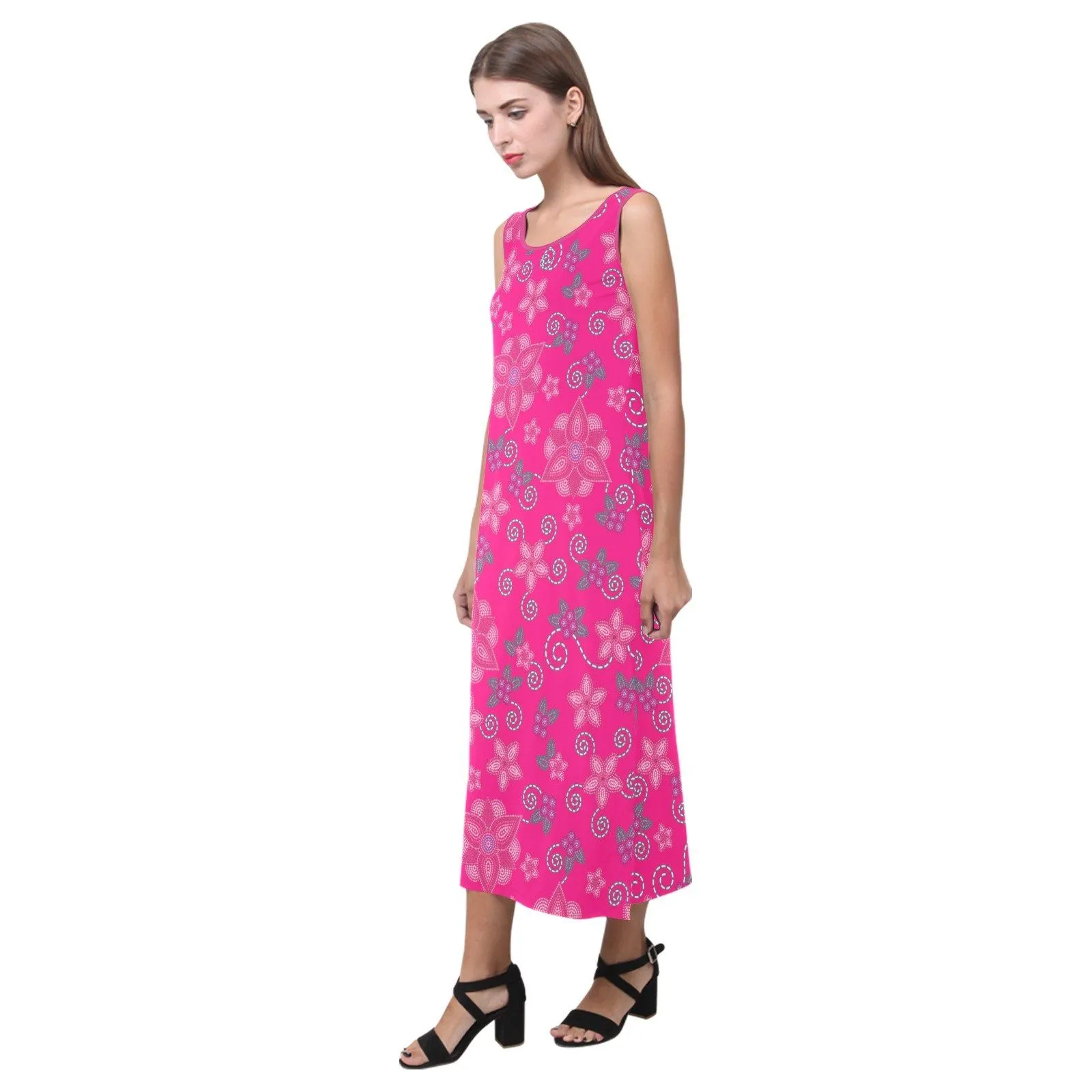 Berry Picking Pink Phaedra Sleeveless Open Fork Long Dress