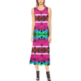 Between the Mountains Pink Phaedra Sleeveless Open Fork Long Dress