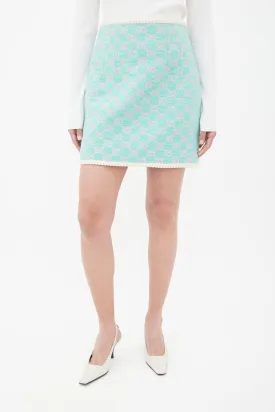 Blue & Pink Tweed Monogram Skirt