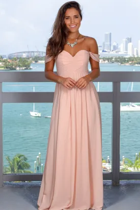Blush Pleated Maxi Dress