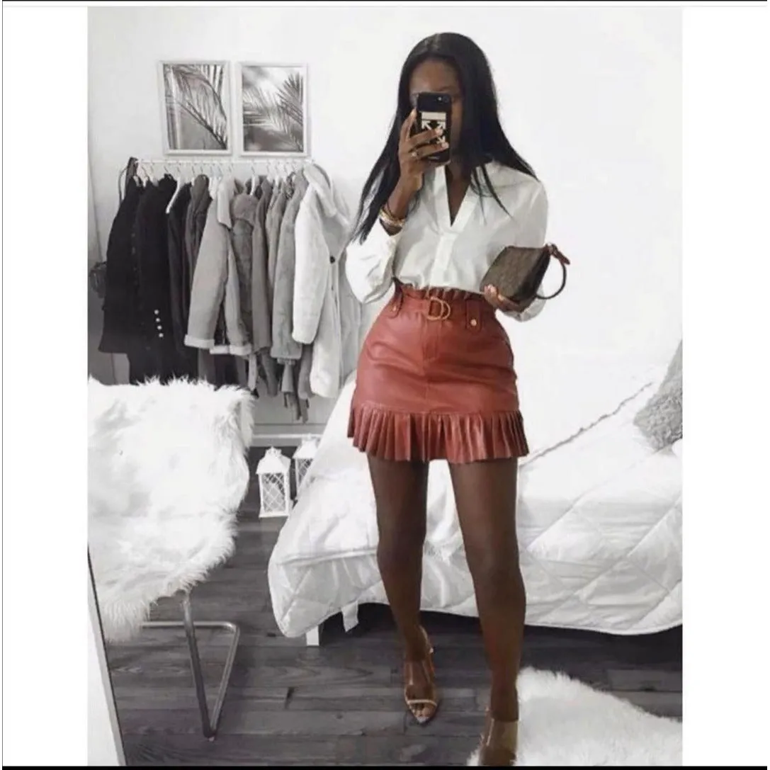 Bottom Pleated Mini Skirt 