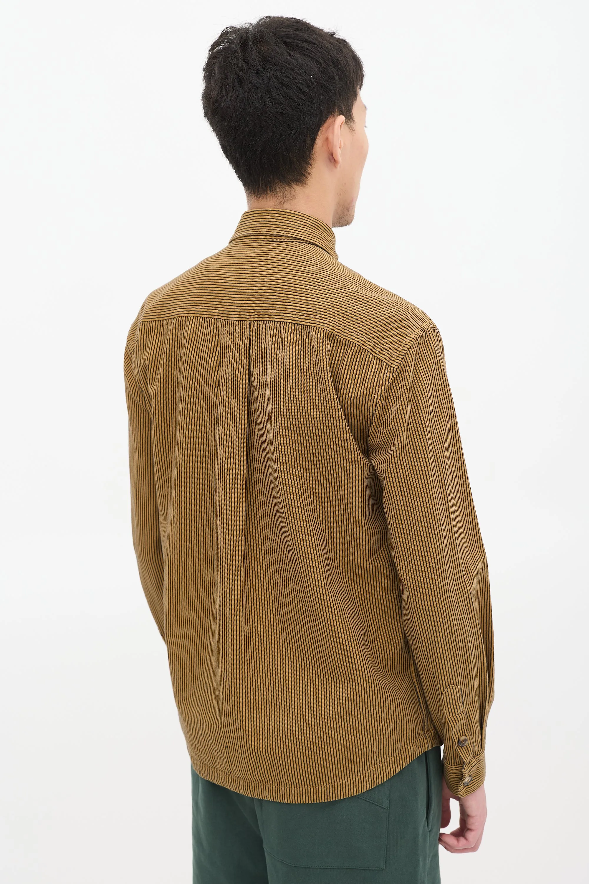 Brown & Black Striped Two Pocket Shirt