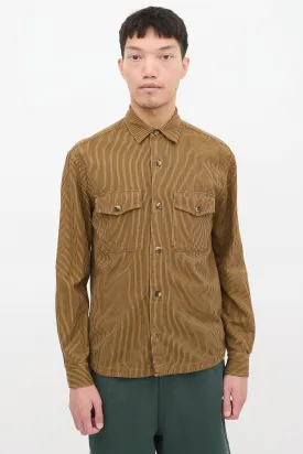Brown & Black Striped Two Pocket Shirt