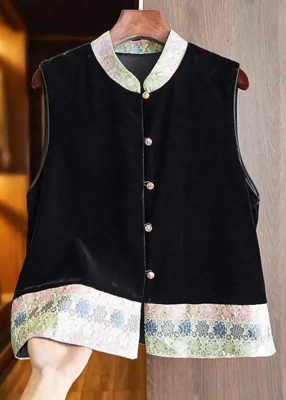 Button Silk Velour Shirt Waistcoat Sleeveless