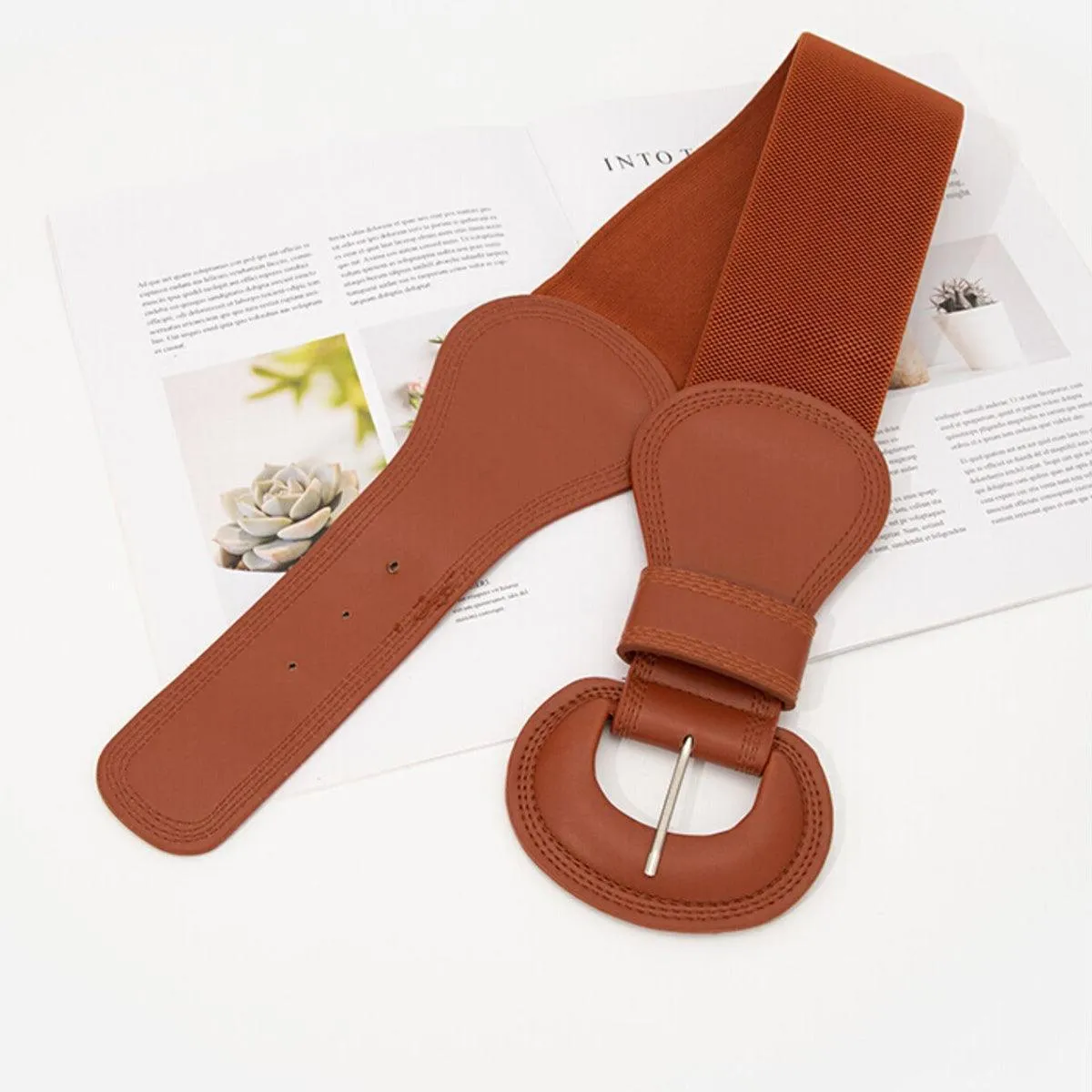 Ceinture large élastique, taille haute, pour femme, modèle Nikoline