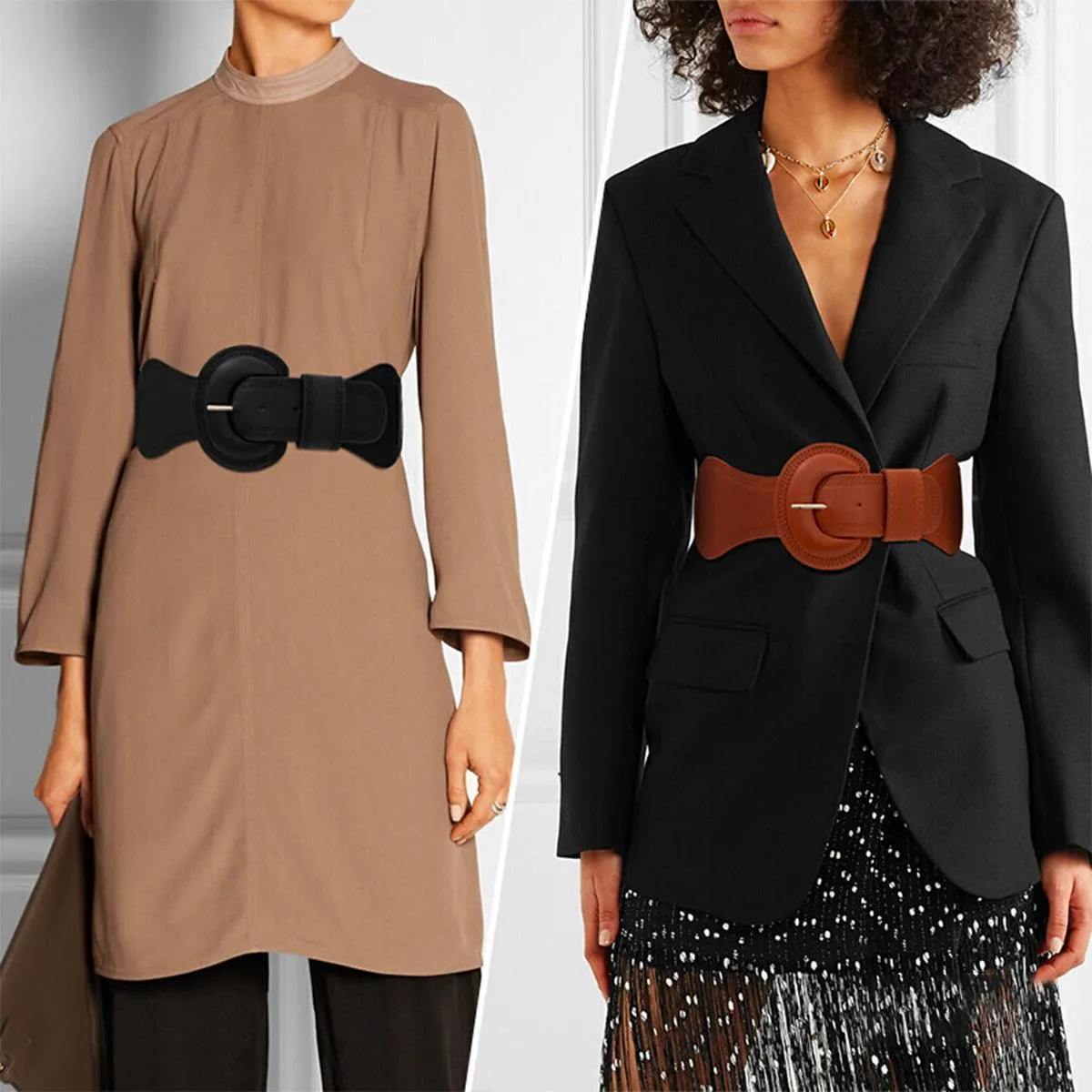 Ceinture large élastique, taille haute, pour femme, modèle Nikoline