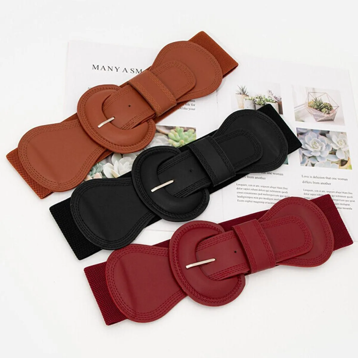 Ceinture large élastique, taille haute, pour femme, modèle Nikoline