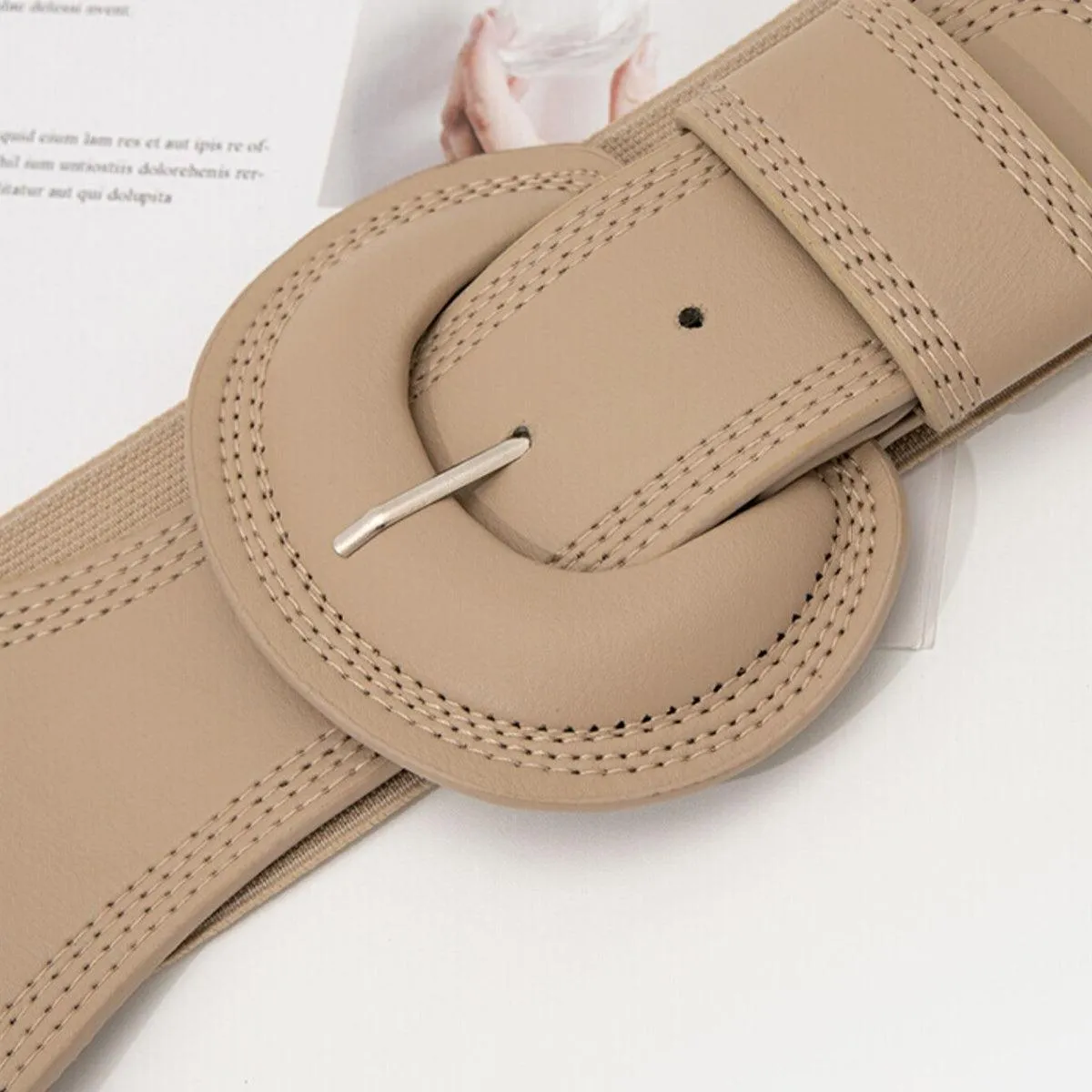 Ceinture large élastique, taille haute, pour femme, modèle Nikoline