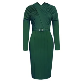 ChicStar Cross-Bust Wiggle Dress in Green