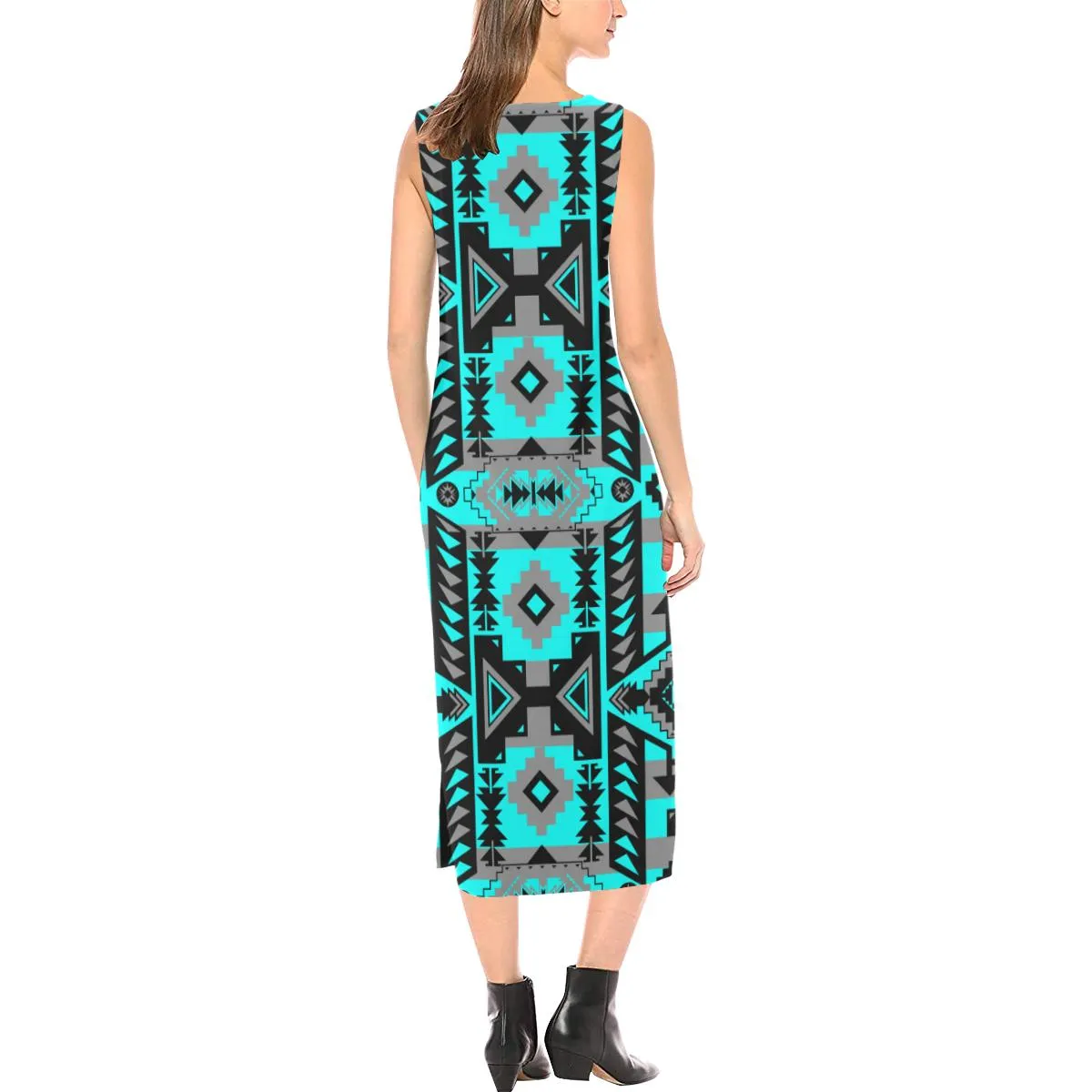 Chiefs Mountain Sky Phaedra Sleeveless Open Fork Long Dress