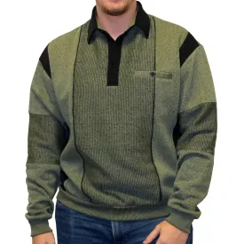 Classics by Palmland Two Tone Banded Bottom Shirt 6094-165B Big and Tall  Lawn Green