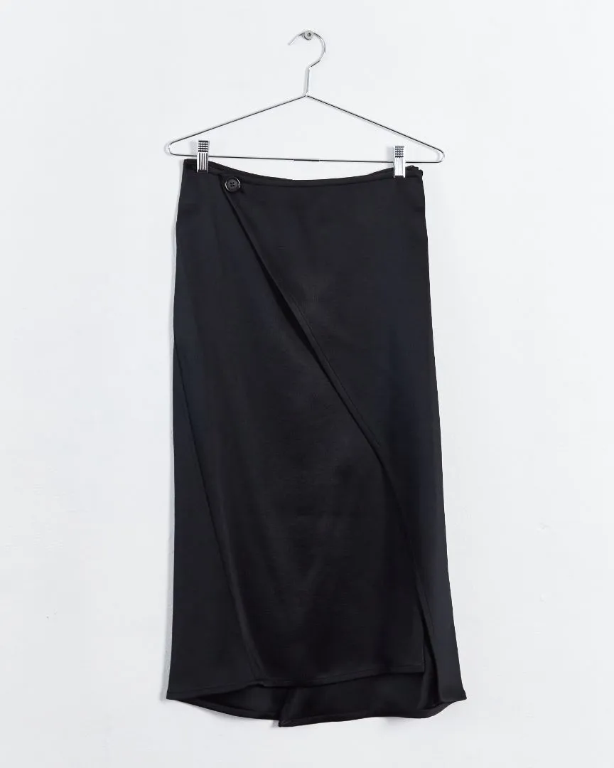 Céline fall '14 satin wrap skirt, black, 12