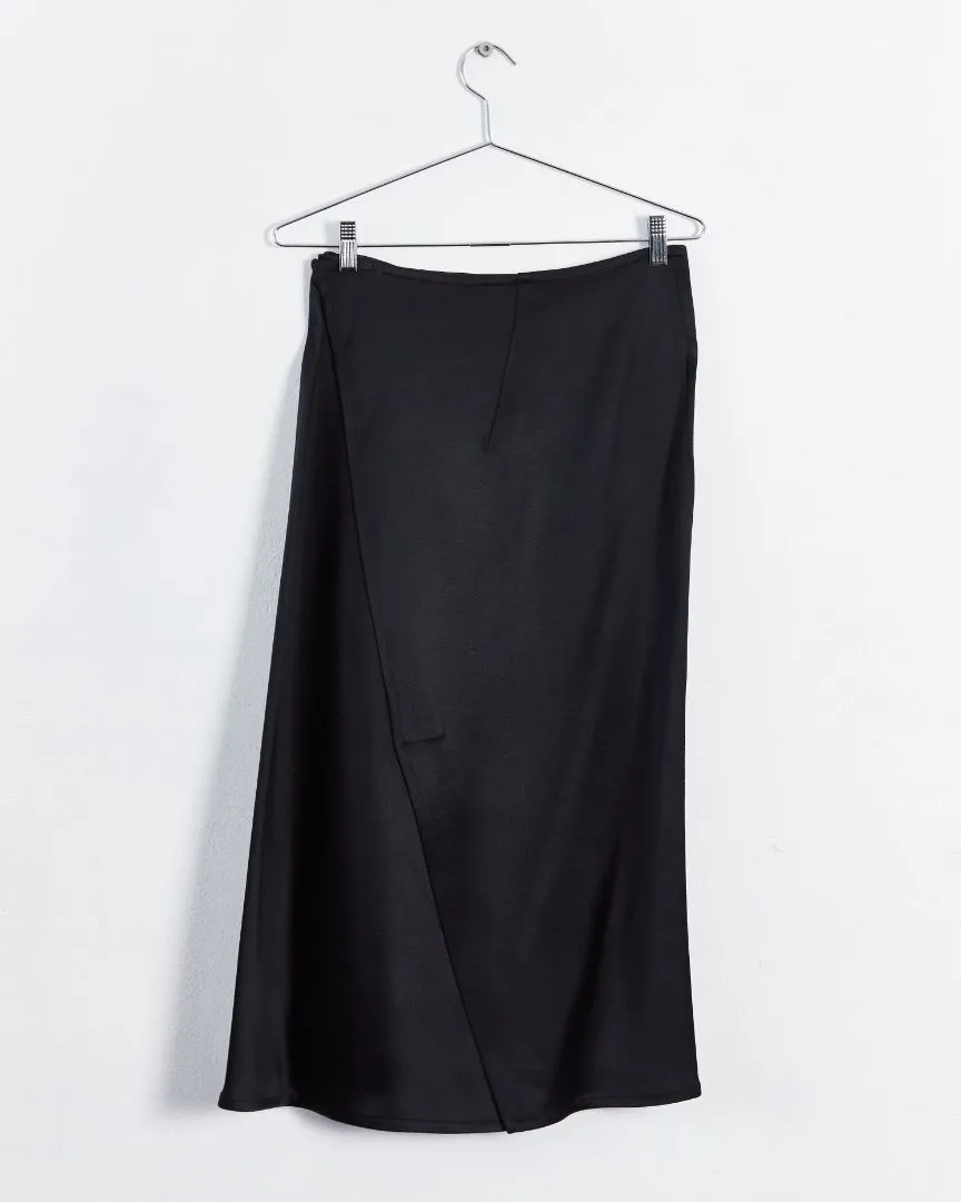 Céline fall '14 satin wrap skirt, black, 12