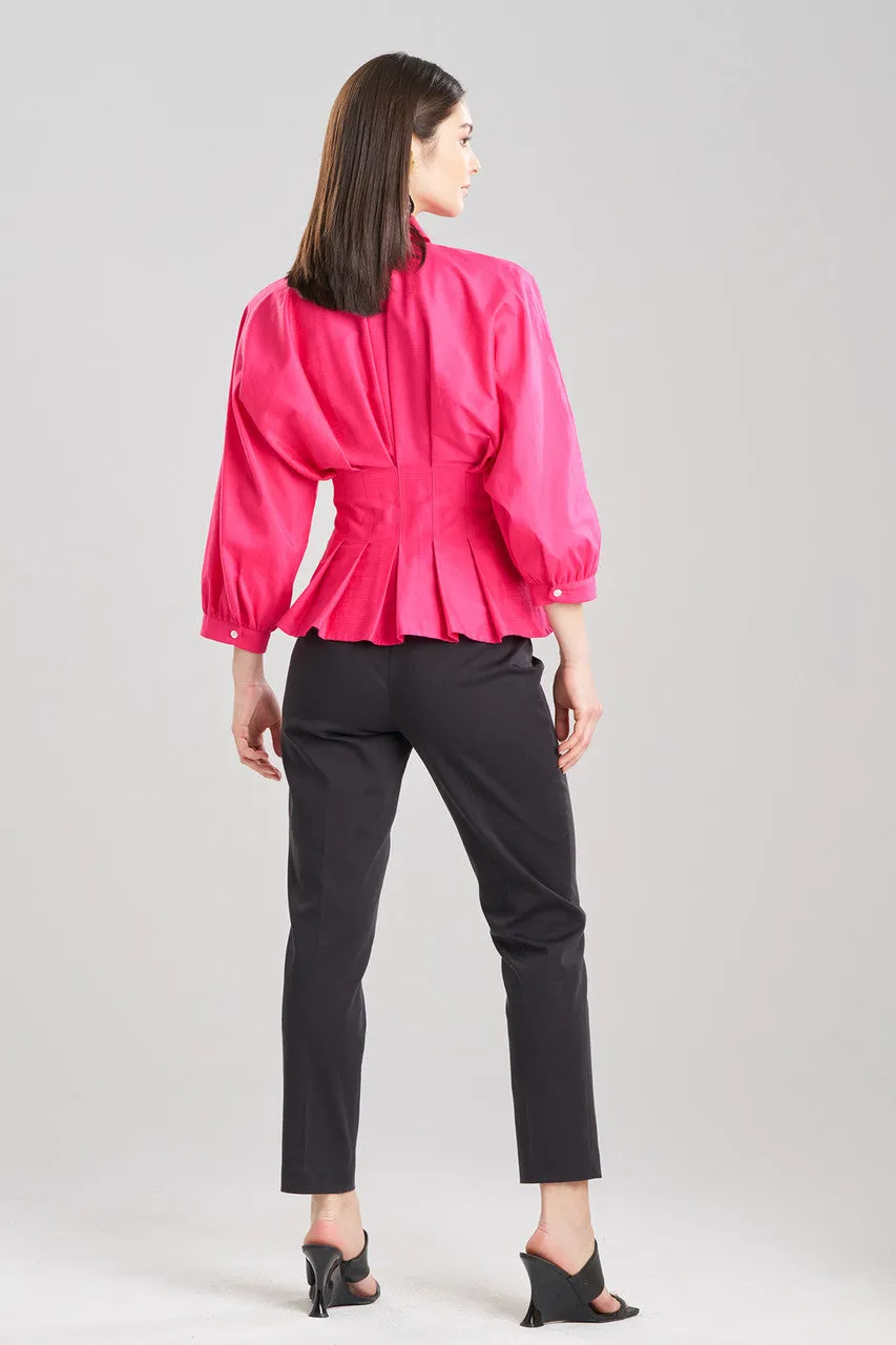 Cotton Silk Slub Pleated Shirt