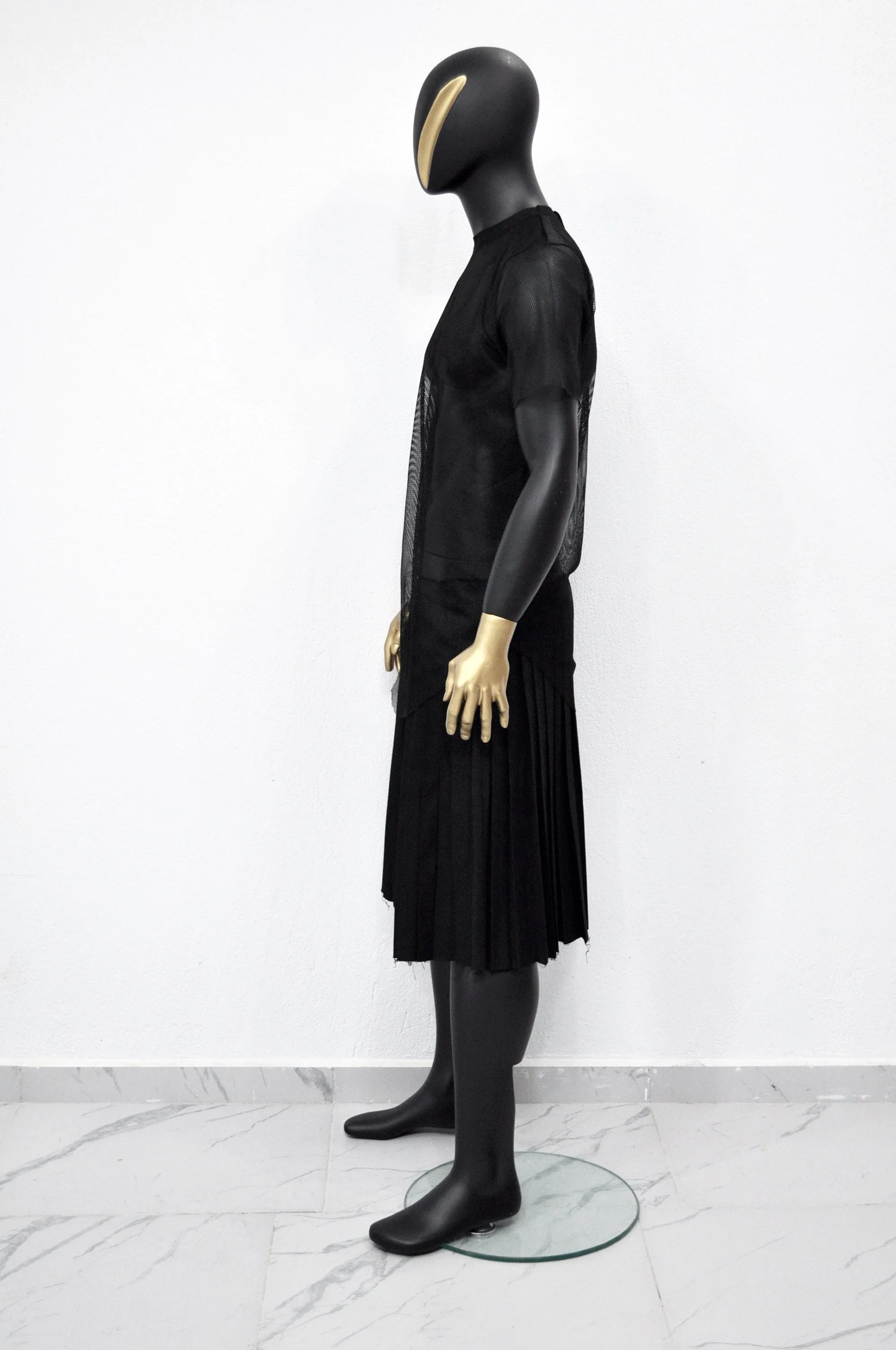 Dark Black Essentials Kilt,Wrap Mid-Lenght Skirt/Pleated Crossover,Wear it with Drop Crotch Pants/Adult Sarrouel Japanese Harem,Hakama-BB219