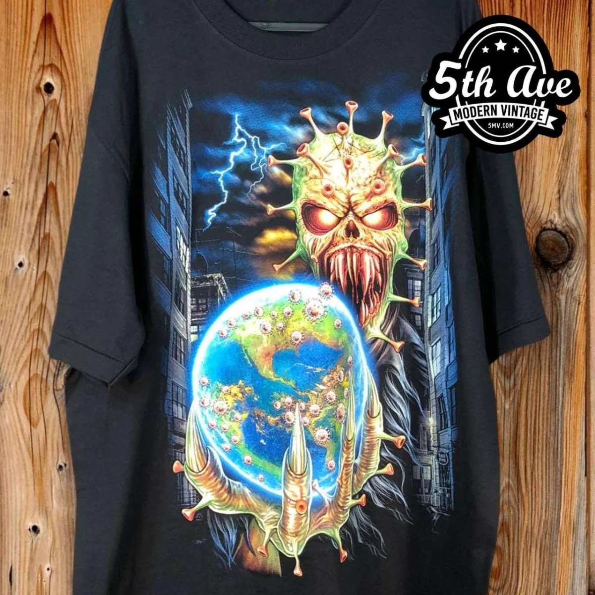 Defying the Cosmic Threat: Hand-Screened COVID Virus Art t shirt