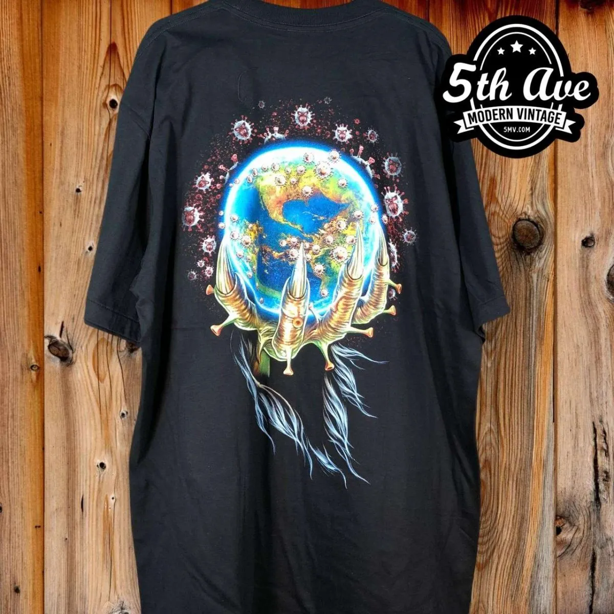 Defying the Cosmic Threat: Hand-Screened COVID Virus Art t shirt