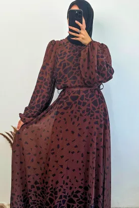 DMN Chiffon Dotted Block Patterned Dress