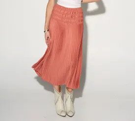 ELEA Coral pink pleated midi skirt