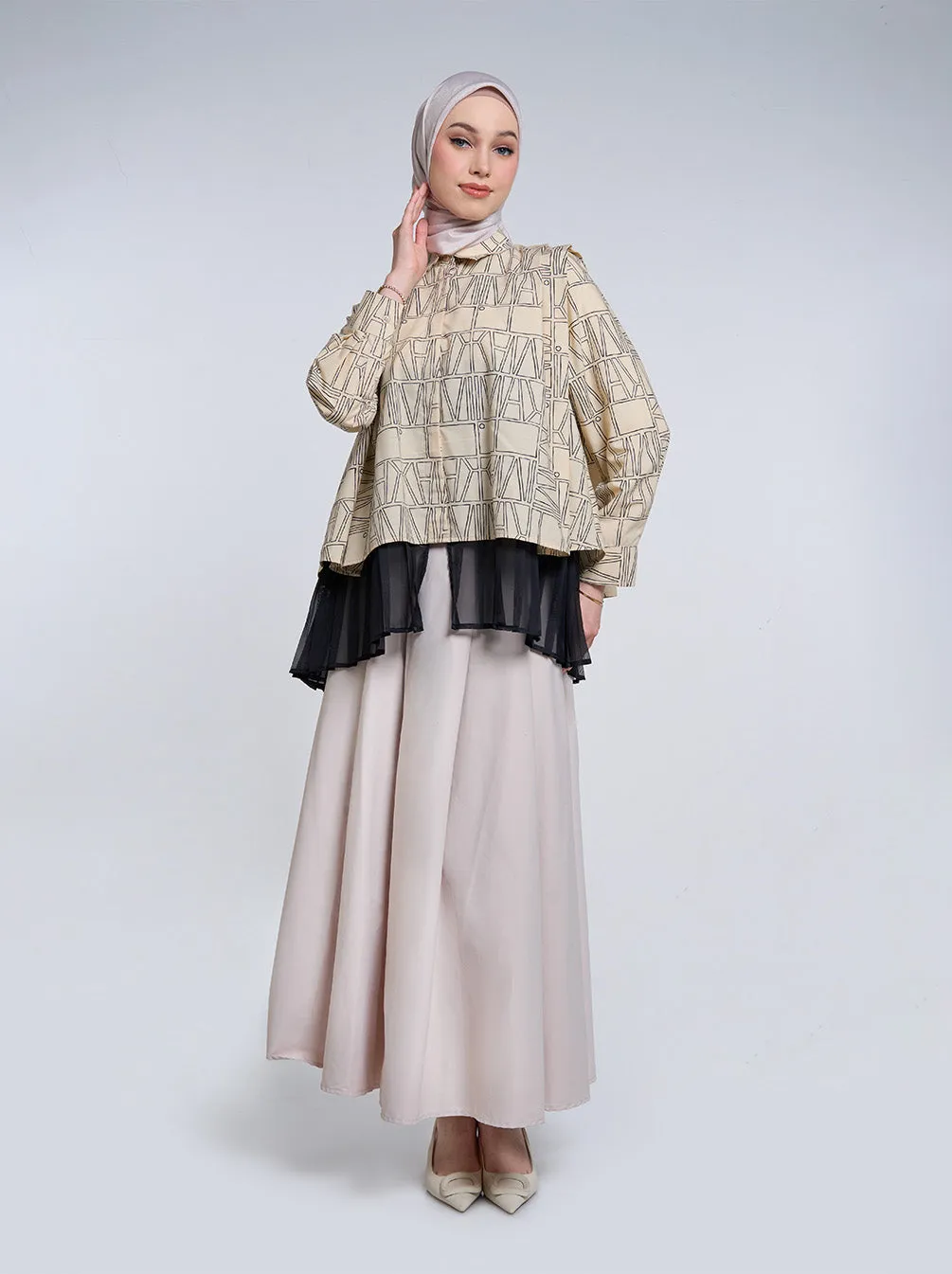 ERINA PLEATED TOP CHALK