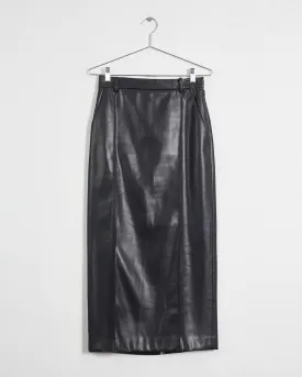 Esse 'classico' faux leather midi skirt, black, 8