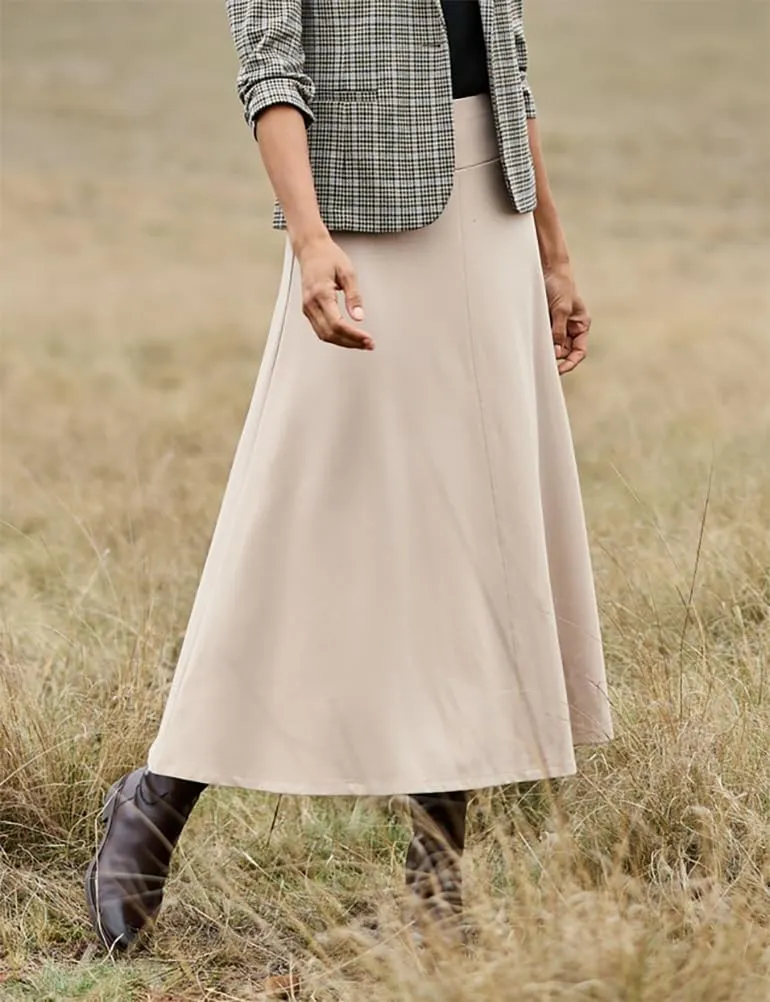 IDEALSANXUN Womens High Waisted A Line Midi Calf Flare Pleated Skirt
