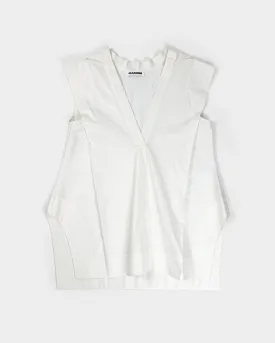 Jil Sander Iridescent White Pleated Top 2000's