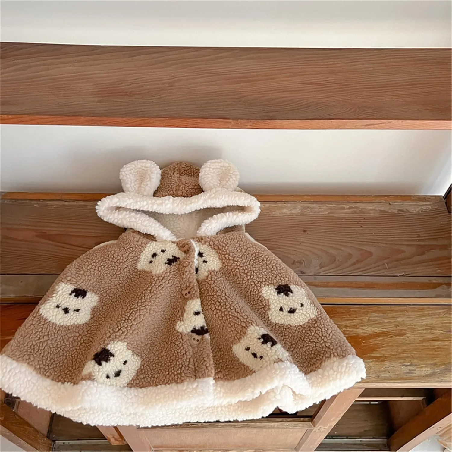 Kids Lightweight Snowsuit Baby Toddler Boys Girls Wool Blend Winter Hooded Outerwear Capes Poncho Coat for 0 to