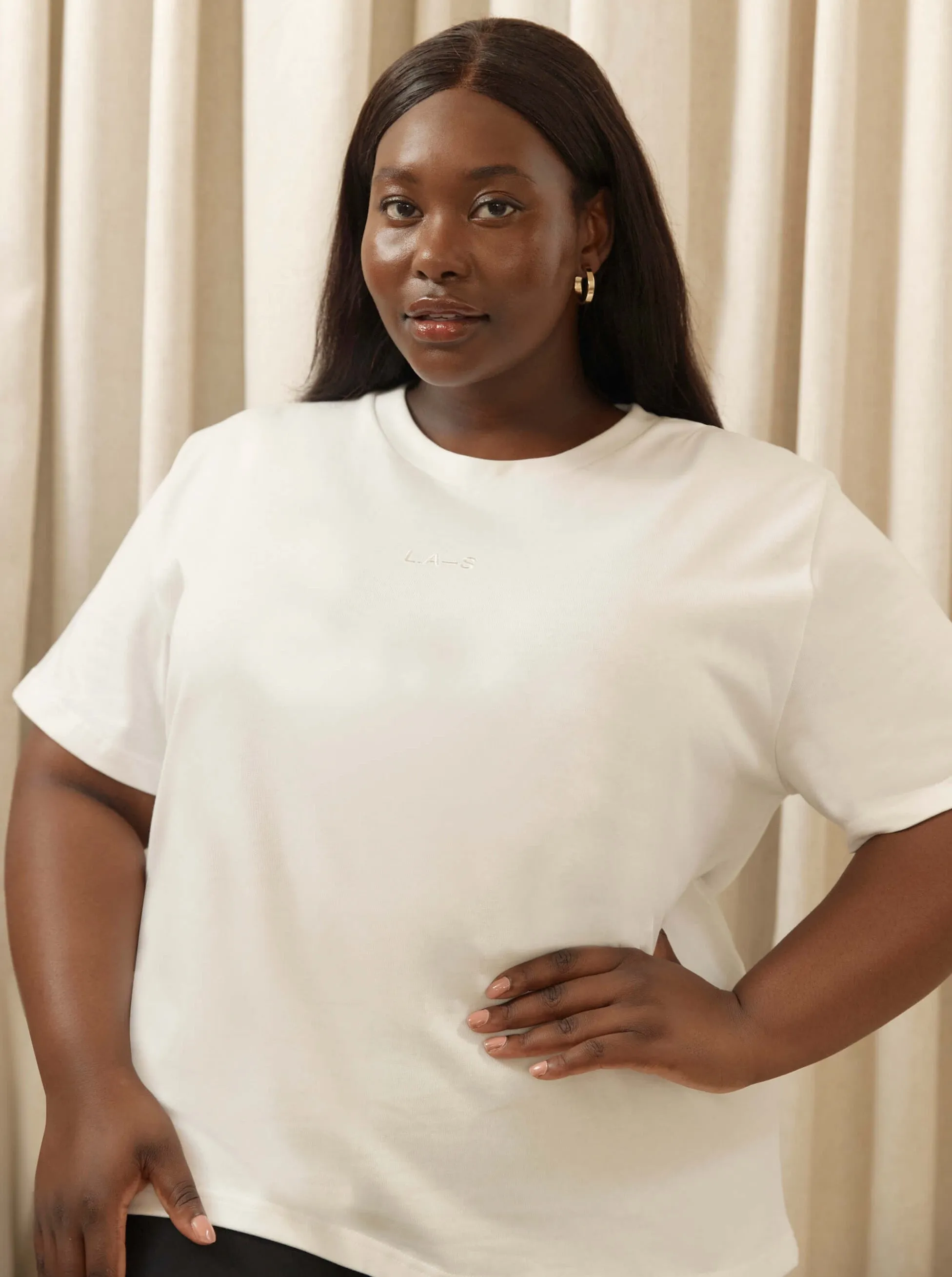 ‘L.A-S’ EMBROIDERED CLASSIC T-SHIRT WHITE