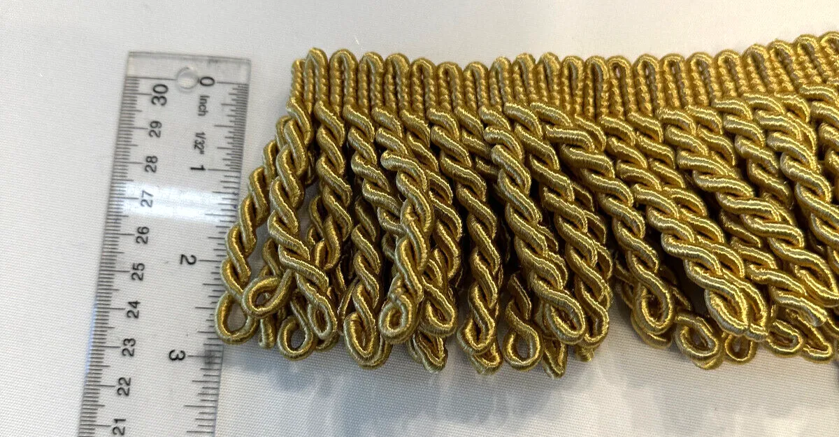 Light Antique Gold 3'' Bullion Fringe Trim Gold By The Yard