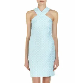 Michael Kors Matelasse Halter Dress in Aegean Aqua - Size 14