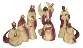 Nativity Set in Cream and Red (7 pc)