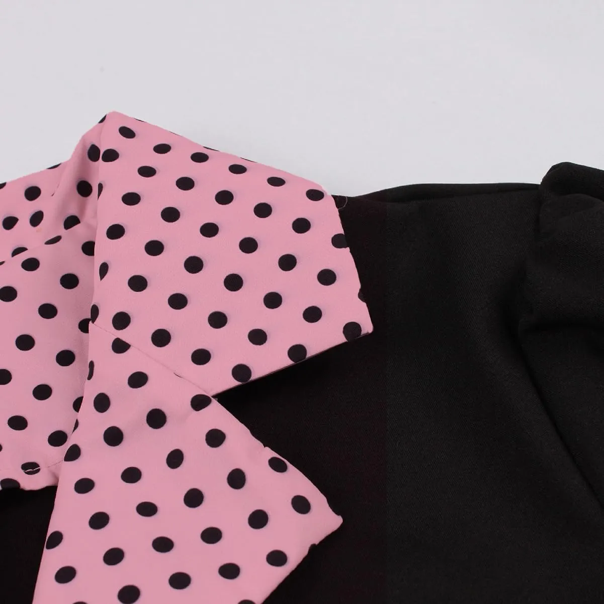 ODIZLI Women's 1950s Retro Dress Short Sleeve Notched Lapel Polka Dot Stripe Swing Dress with Belt Cocktail Dress