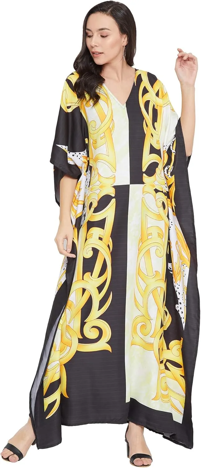 Oussum Women Kaftan Plus Size Polyester Summer Caftan Cover Ups Maxi House Dress