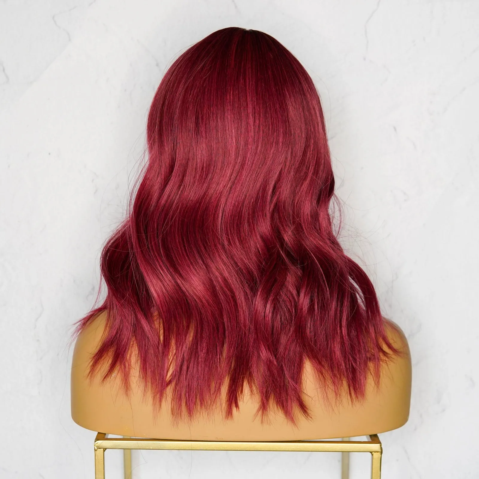 PERI Burgundy Red Bob Fringe Wig