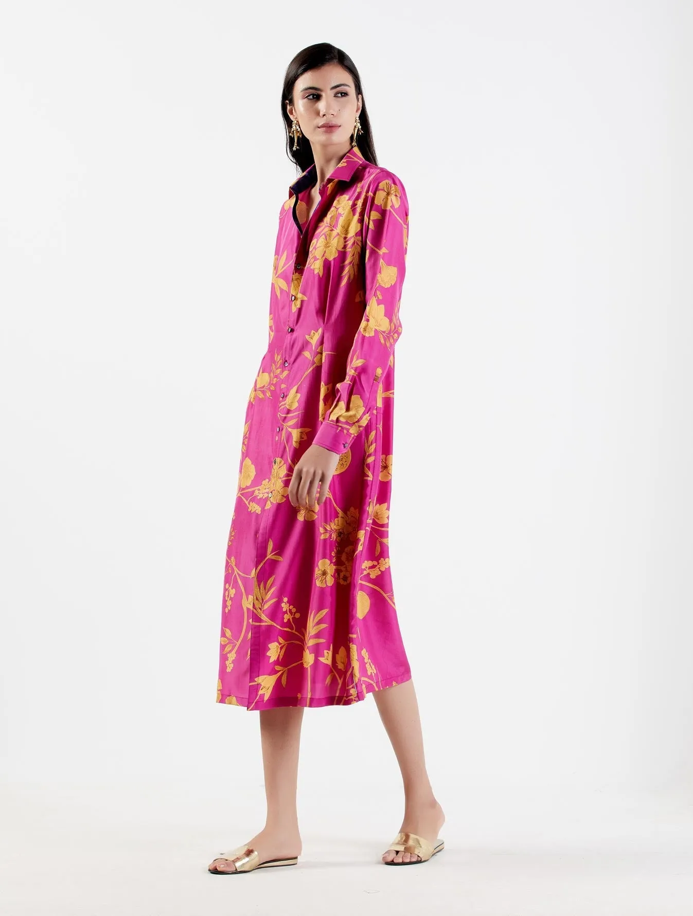 Pleated Dress Silk Twill Rani