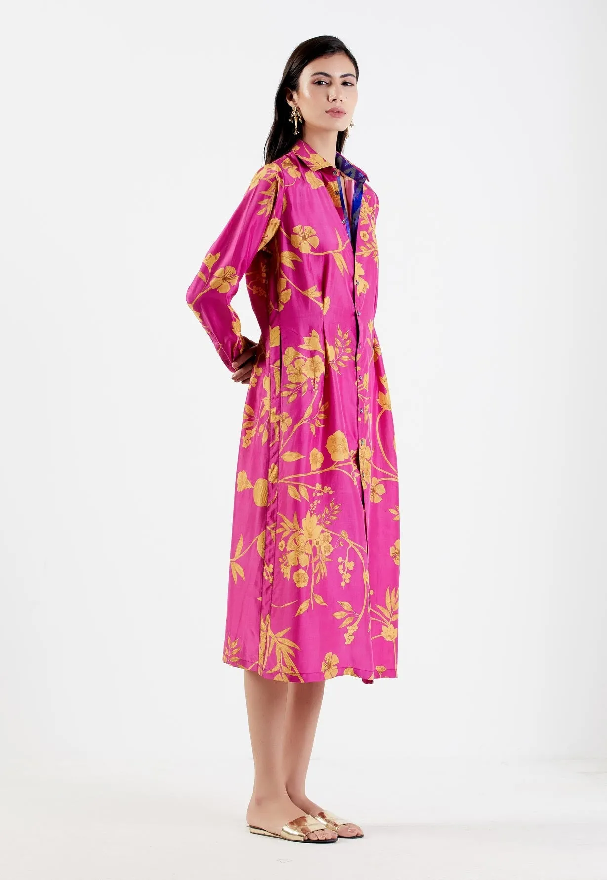 Pleated Dress Silk Twill Rani