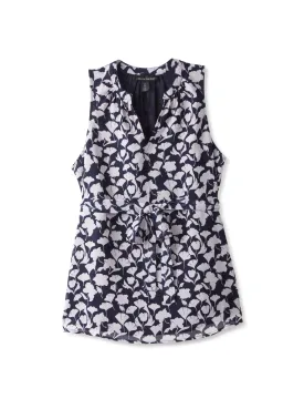 Pleated Maternity Shirt in Navy Floral